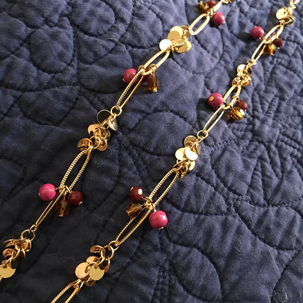 Lane Bryant Gold Tone Necklace with Pink Accent Beads